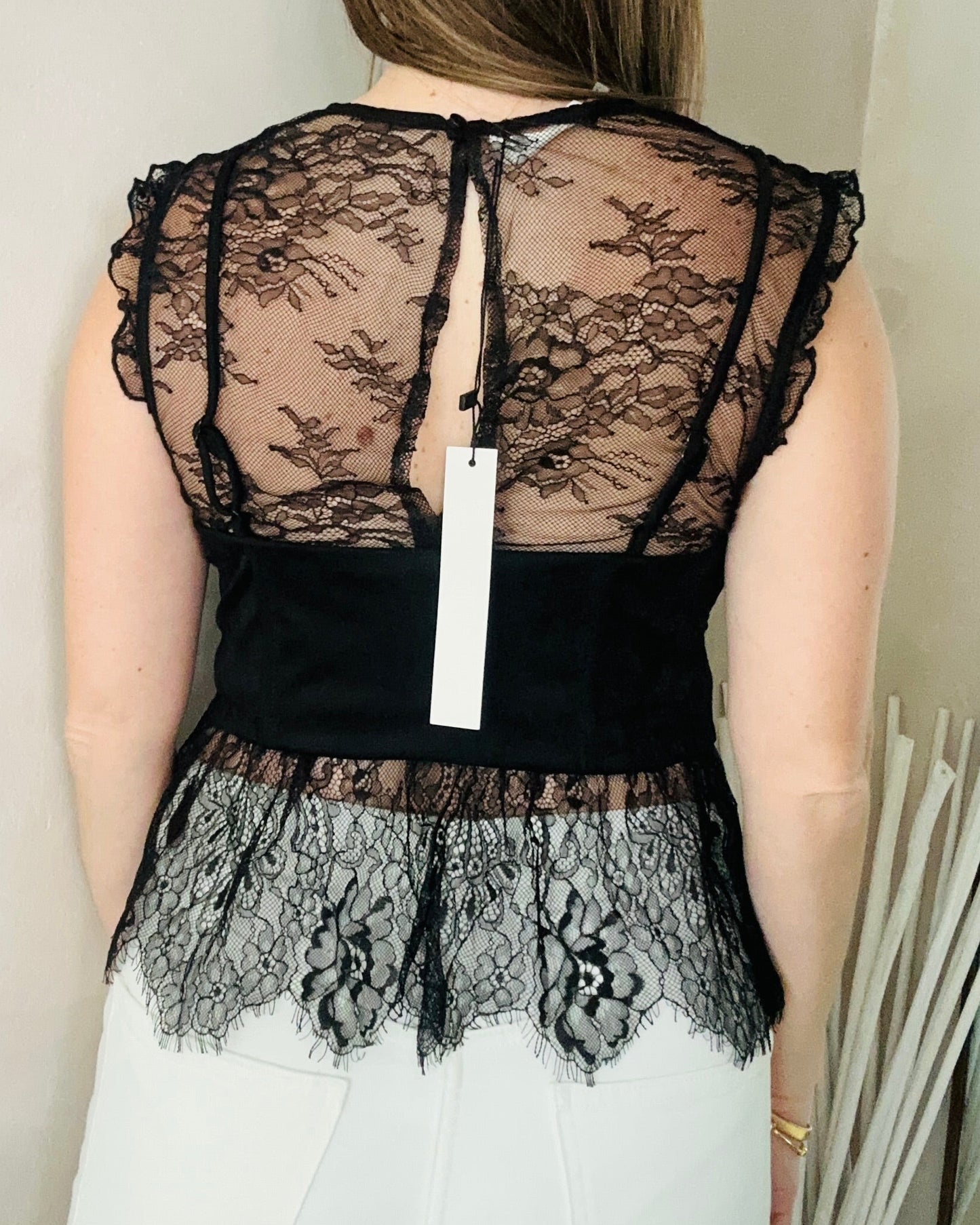 Black Lace Sheer Top