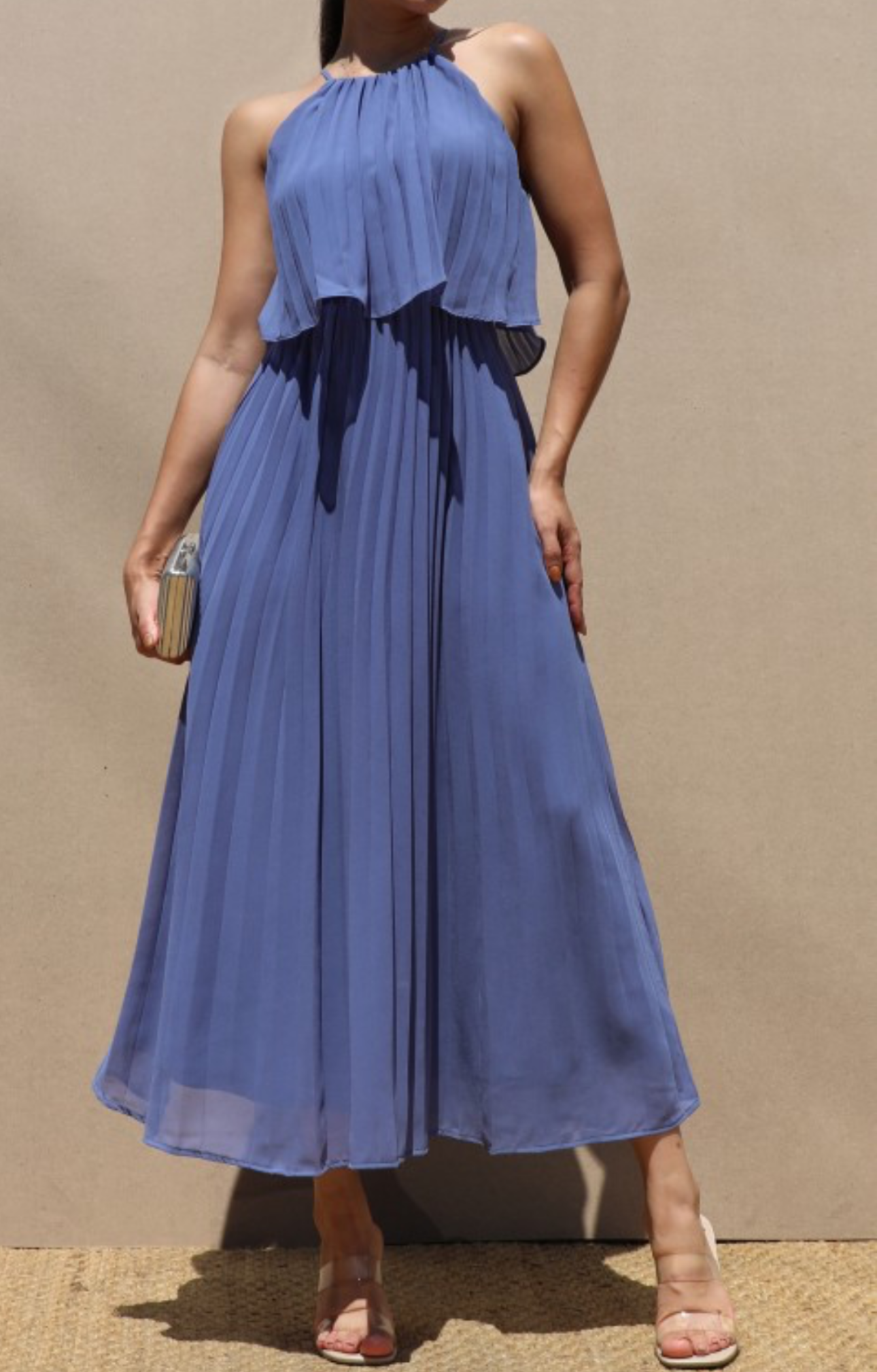 Blue Pleated Dress( Pre-order Now: Arrives Dec/6)