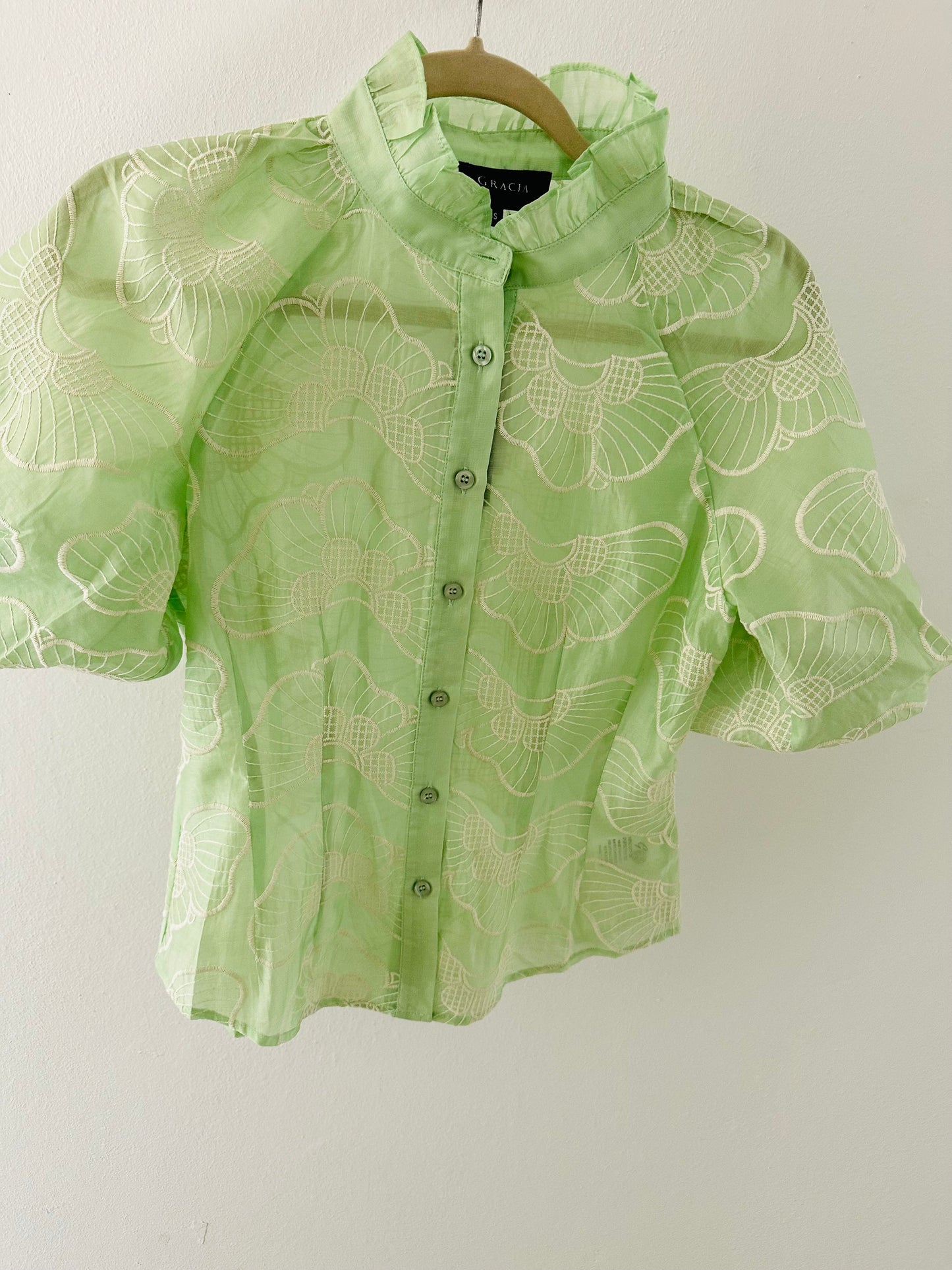 Green Embroidery Top by Gracia