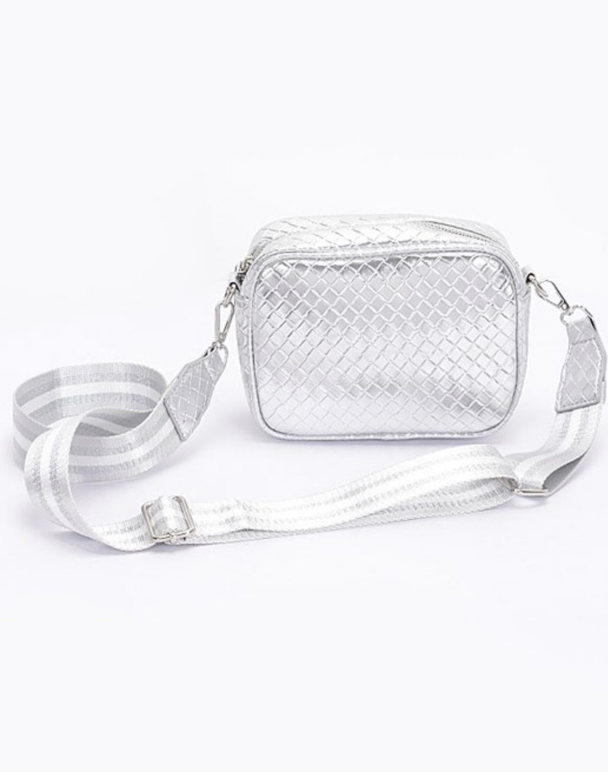 Silver Metallic Crossbody Bag