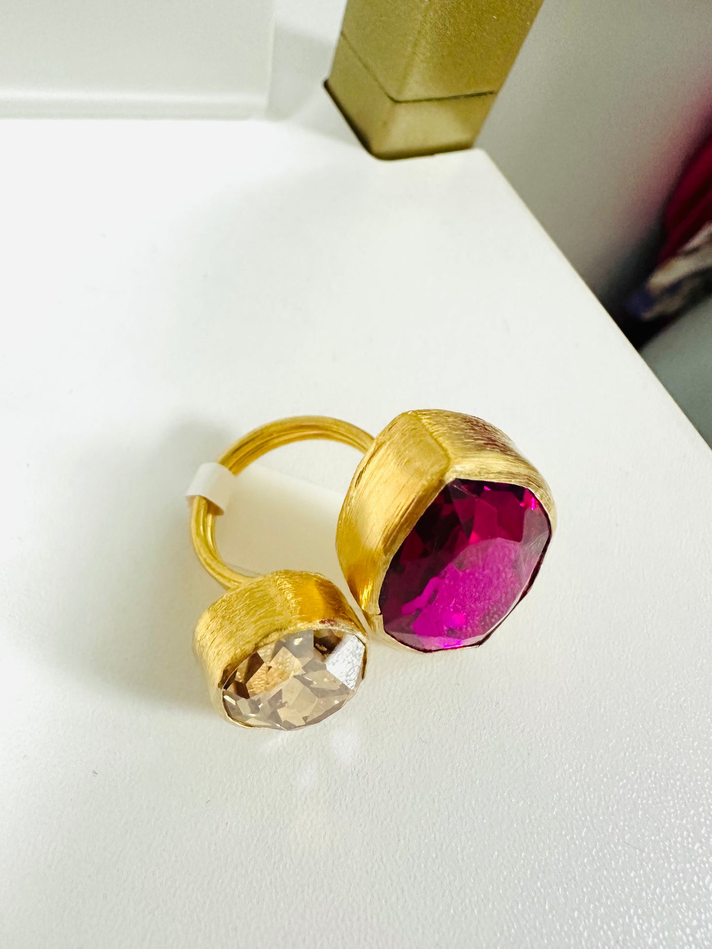 Fushia Stone Ring and Earrings