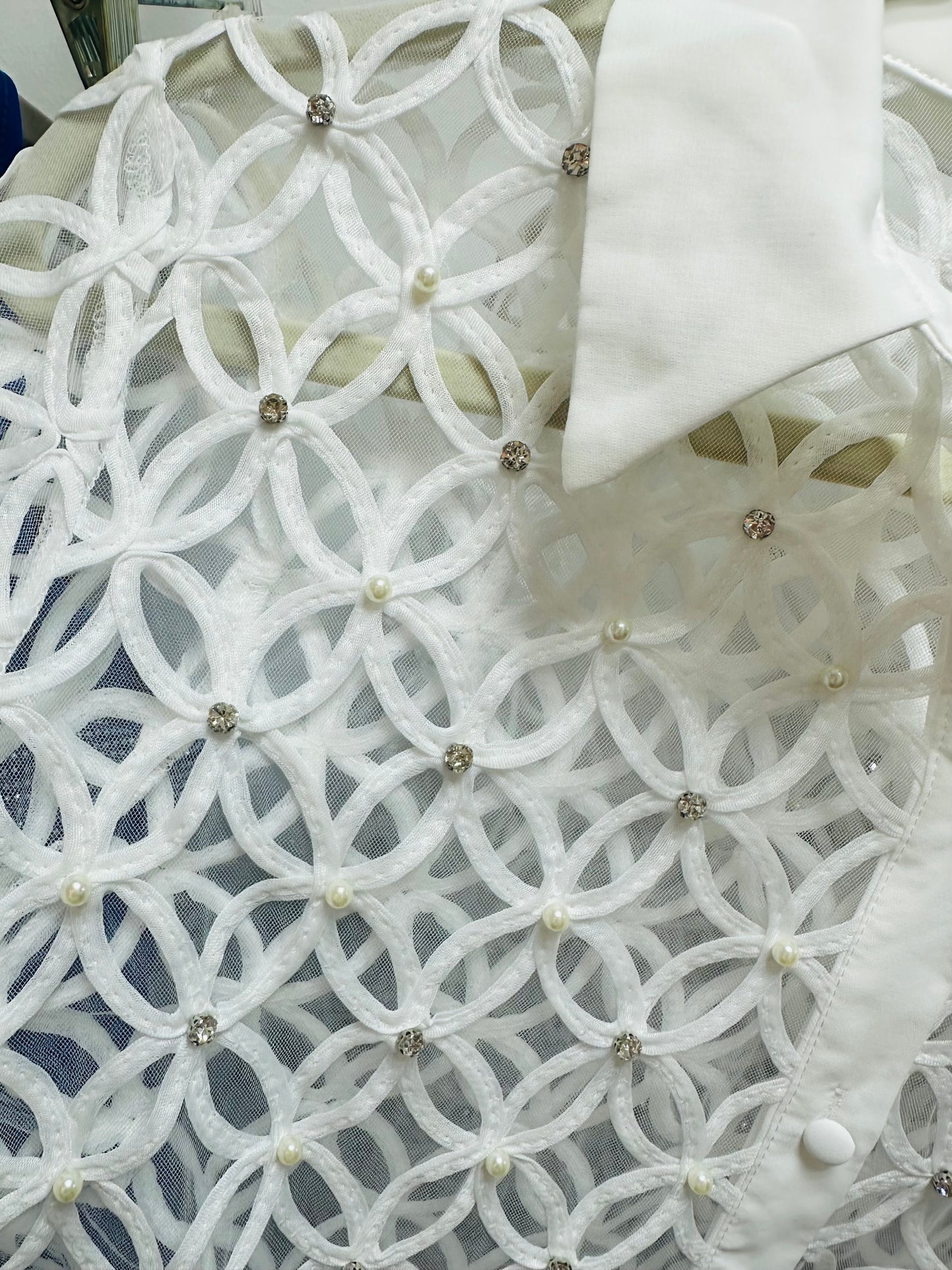 White Sheer Rhinestone Blouse