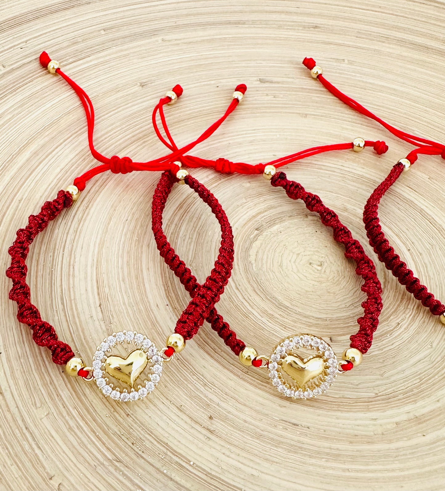 Heart Pendant- Red Cord Bracelet