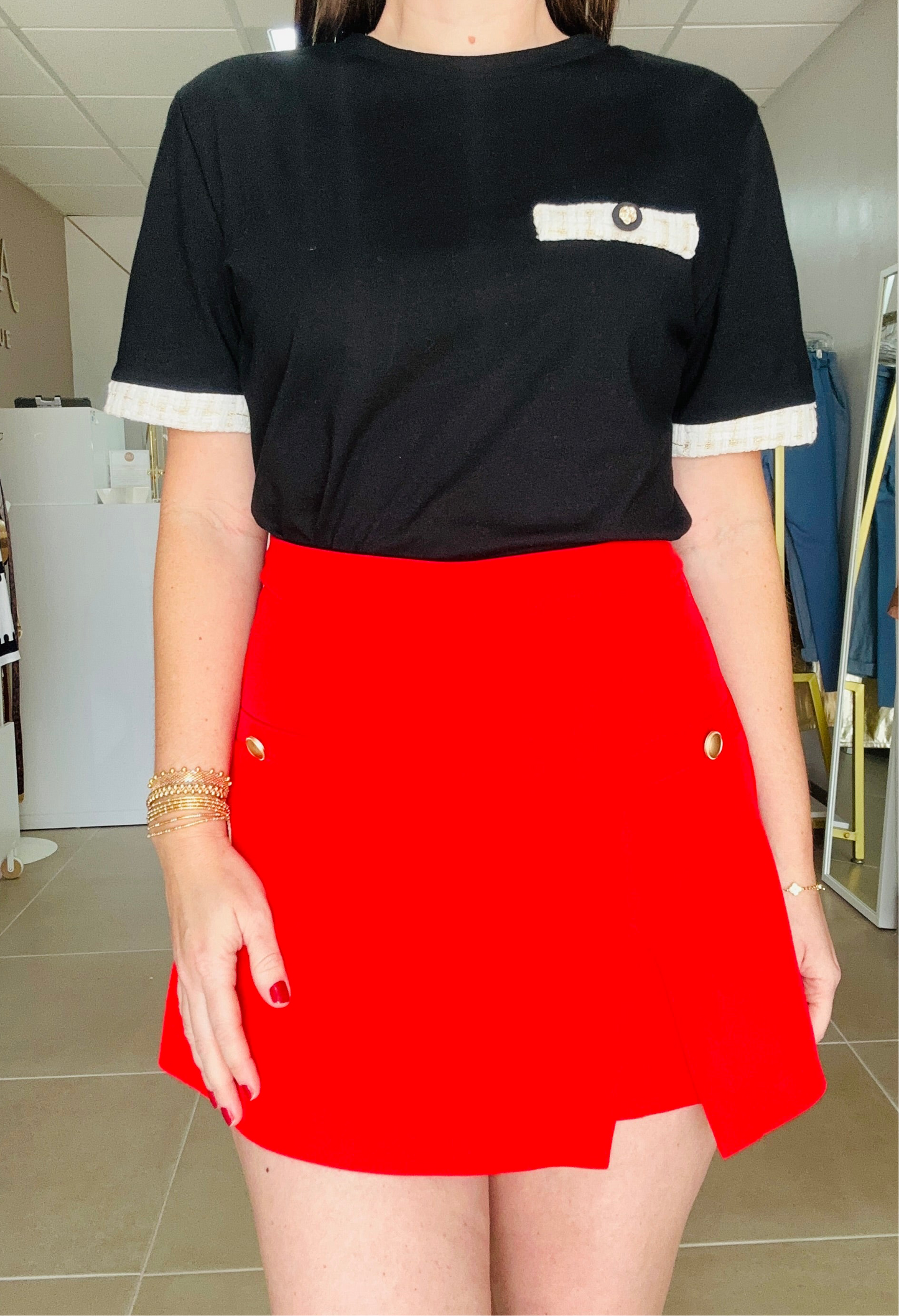 Black Shirt Tweet Sleeve Details