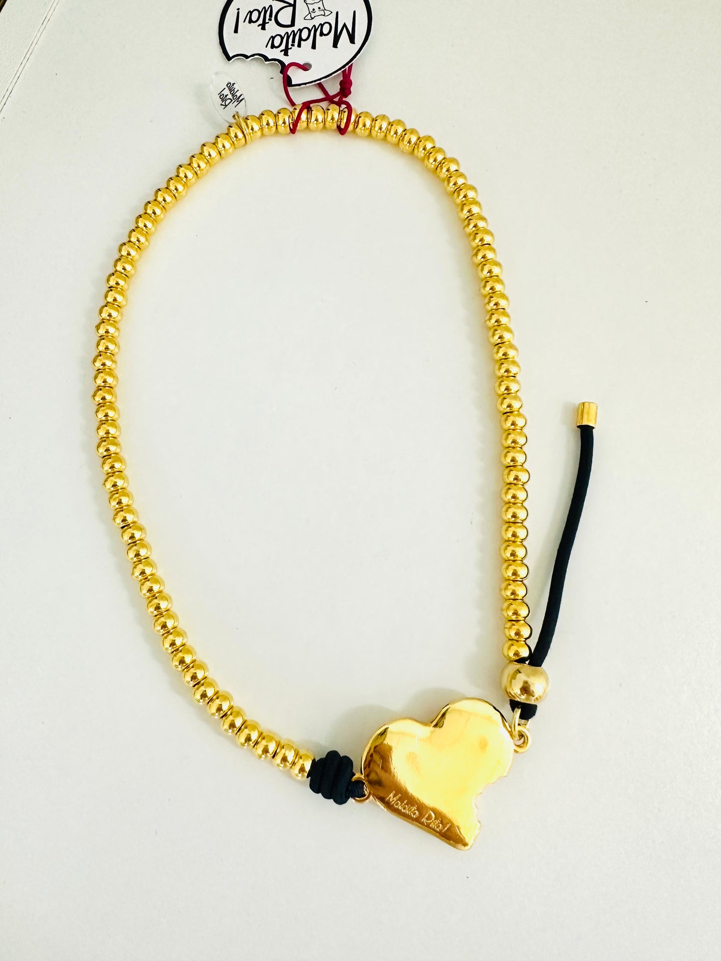 “Corazon Mordido” Gold Plated Elastic Necklace
