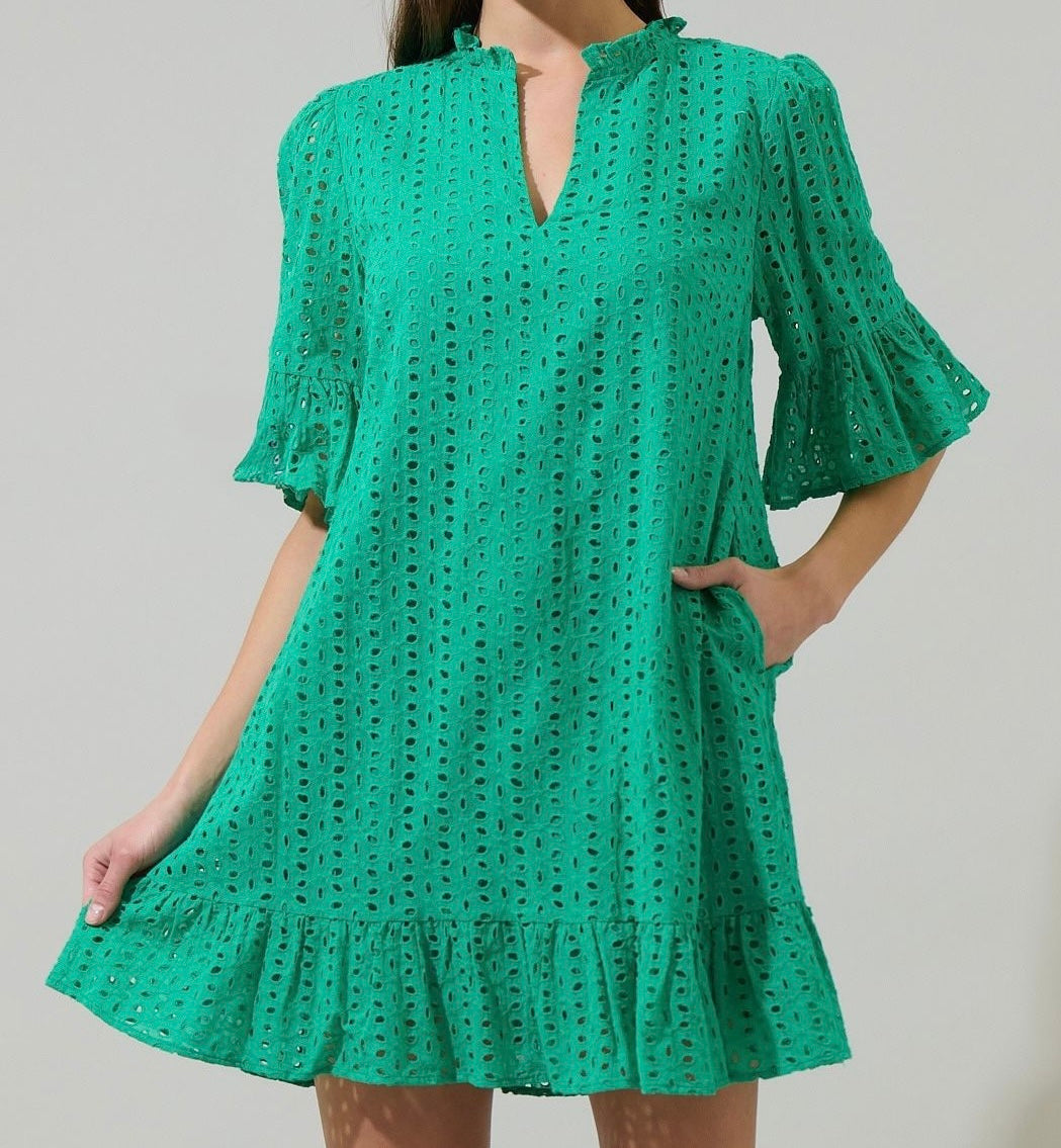Green Eyelet Dress