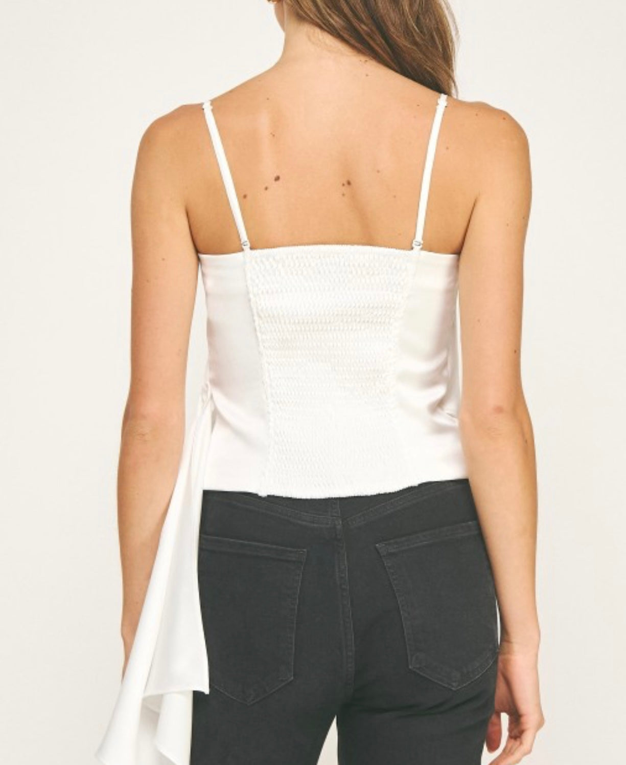 Drapped Satin White Tube Top