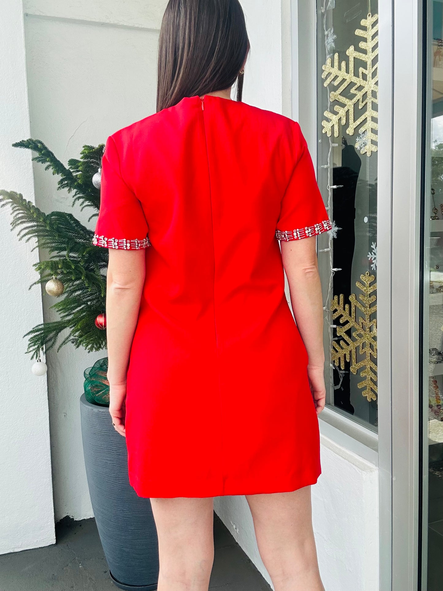 Red Rhinestone Bow Dress