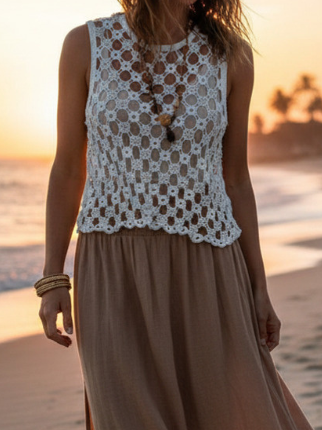 White Crochet Top
