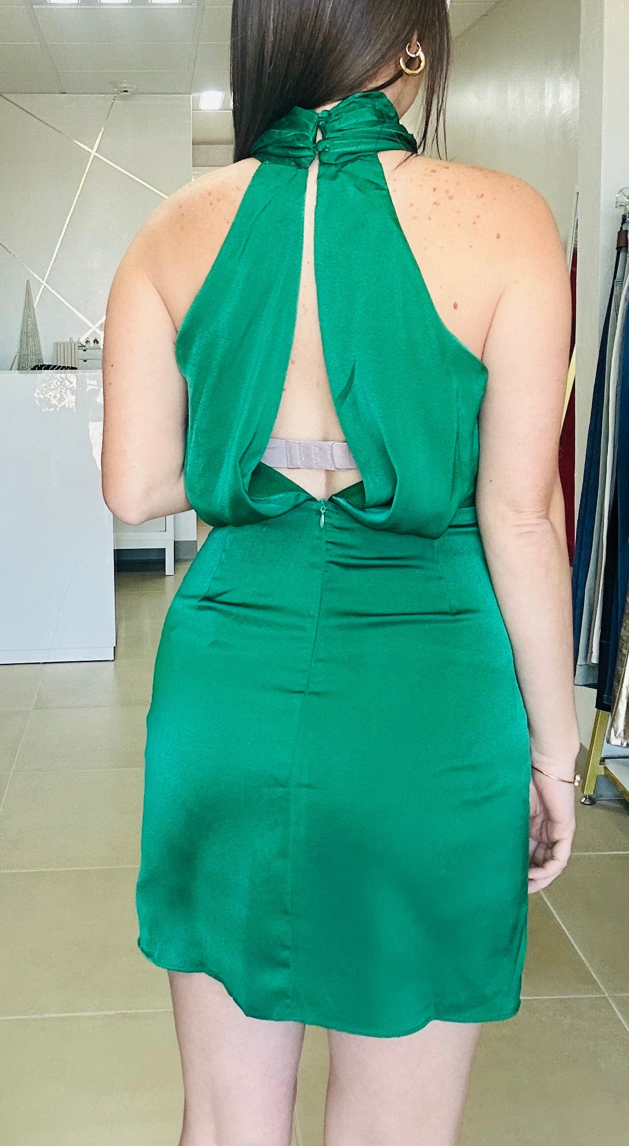 Green Satin Dress