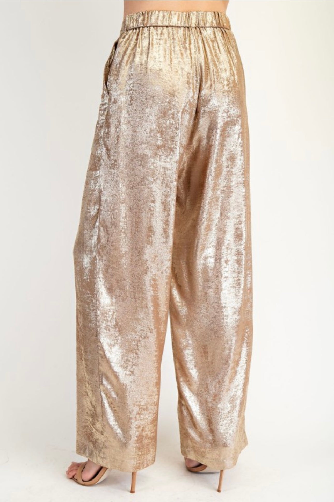 Gold Shimmer One Shoulder Top +Pant Set