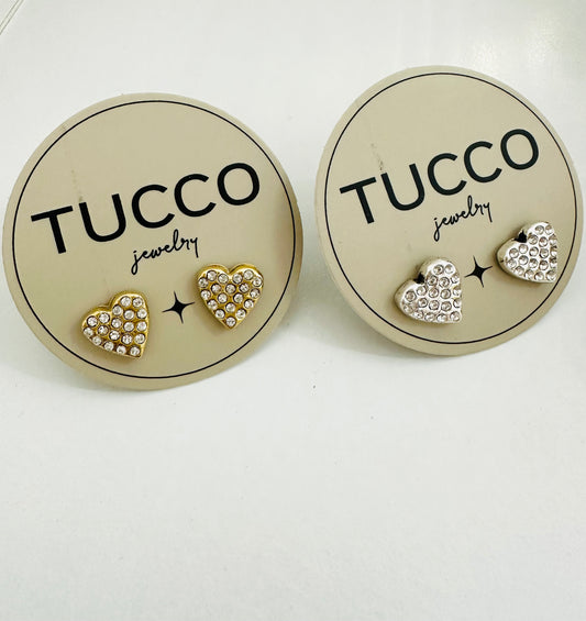 Tucco Crystals Hearts Stud  Earrings