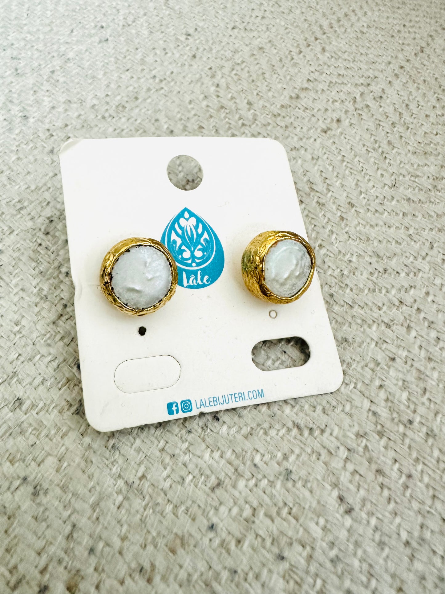 Pearl Stud Earrings Gold Plated