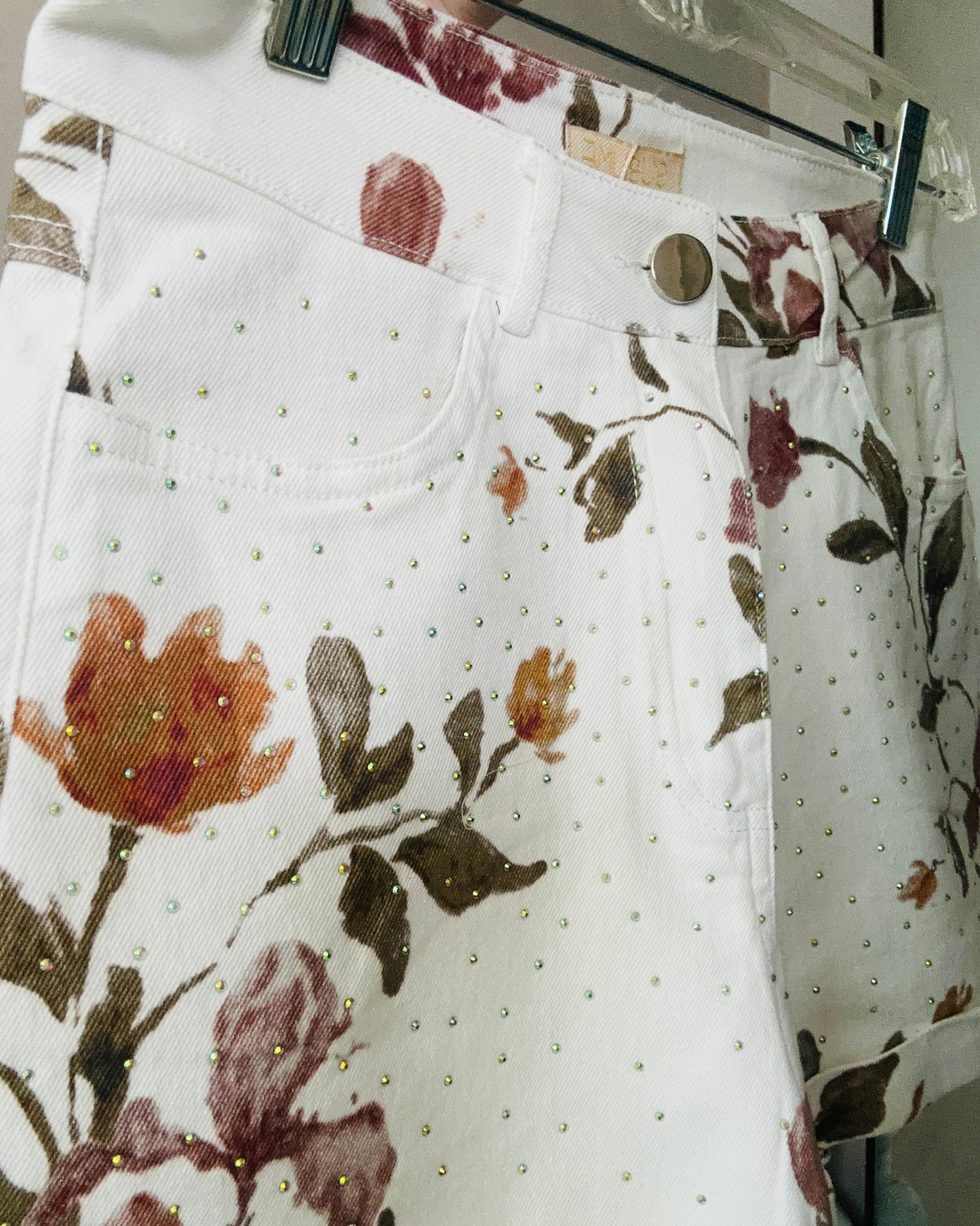 Floral Sparkle Denim Short