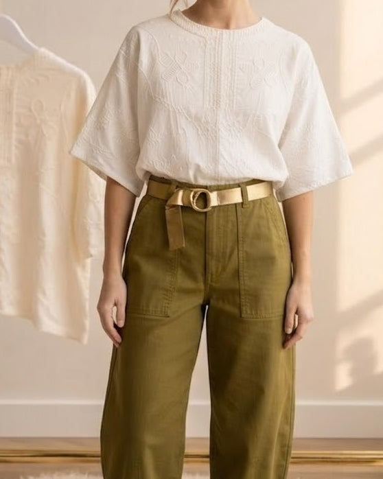 OLIVE BARREL PANTS
