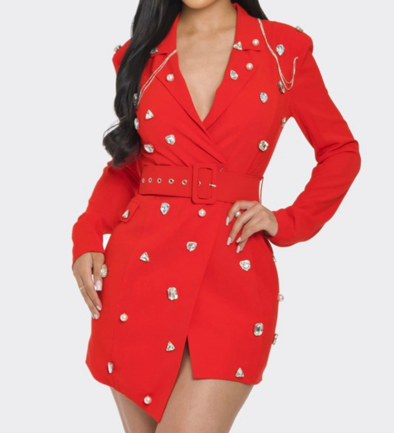Red Blazer Dress with Rhinestones Medium Red Blazer Dress with Rhinestones Medium