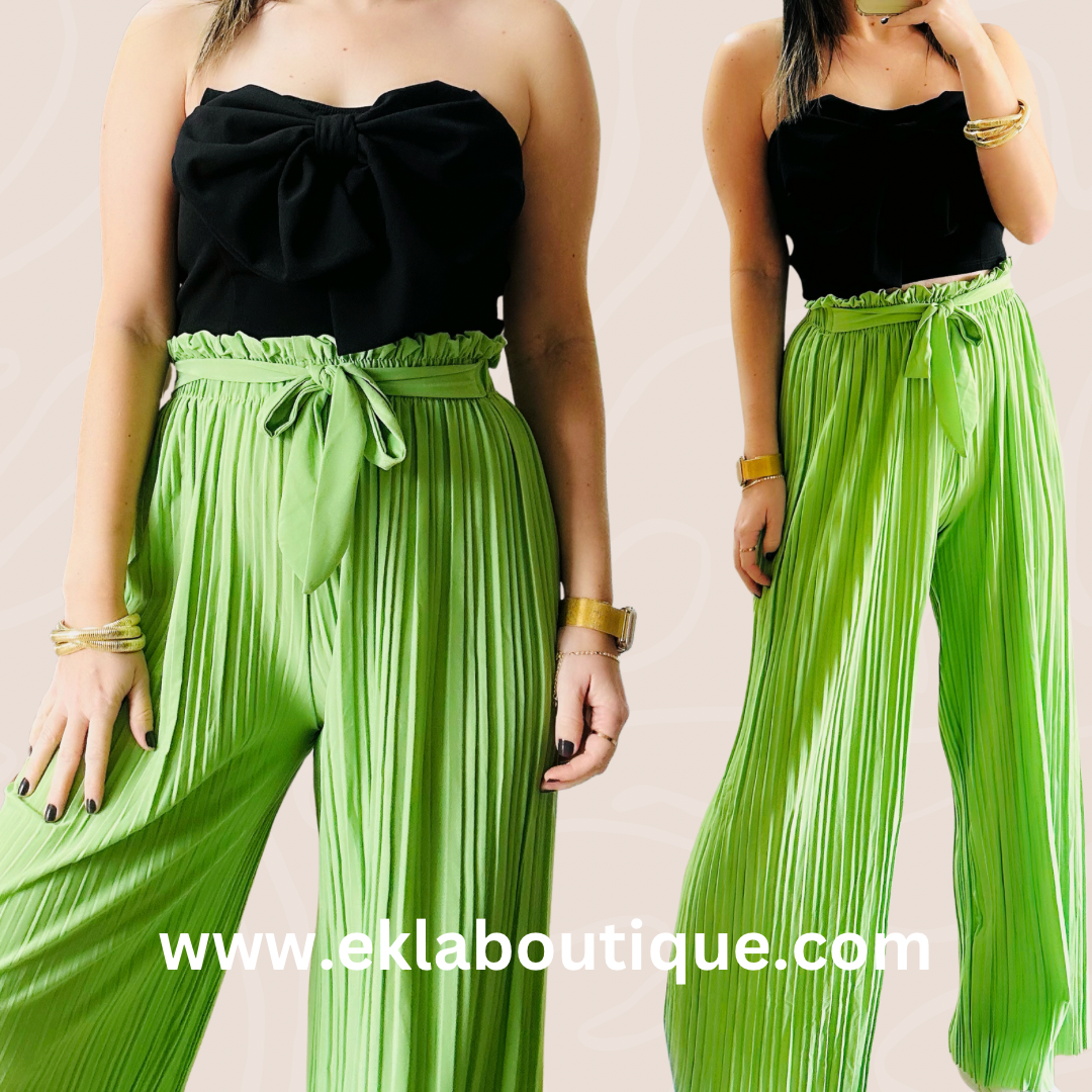 Green Pleated Pants