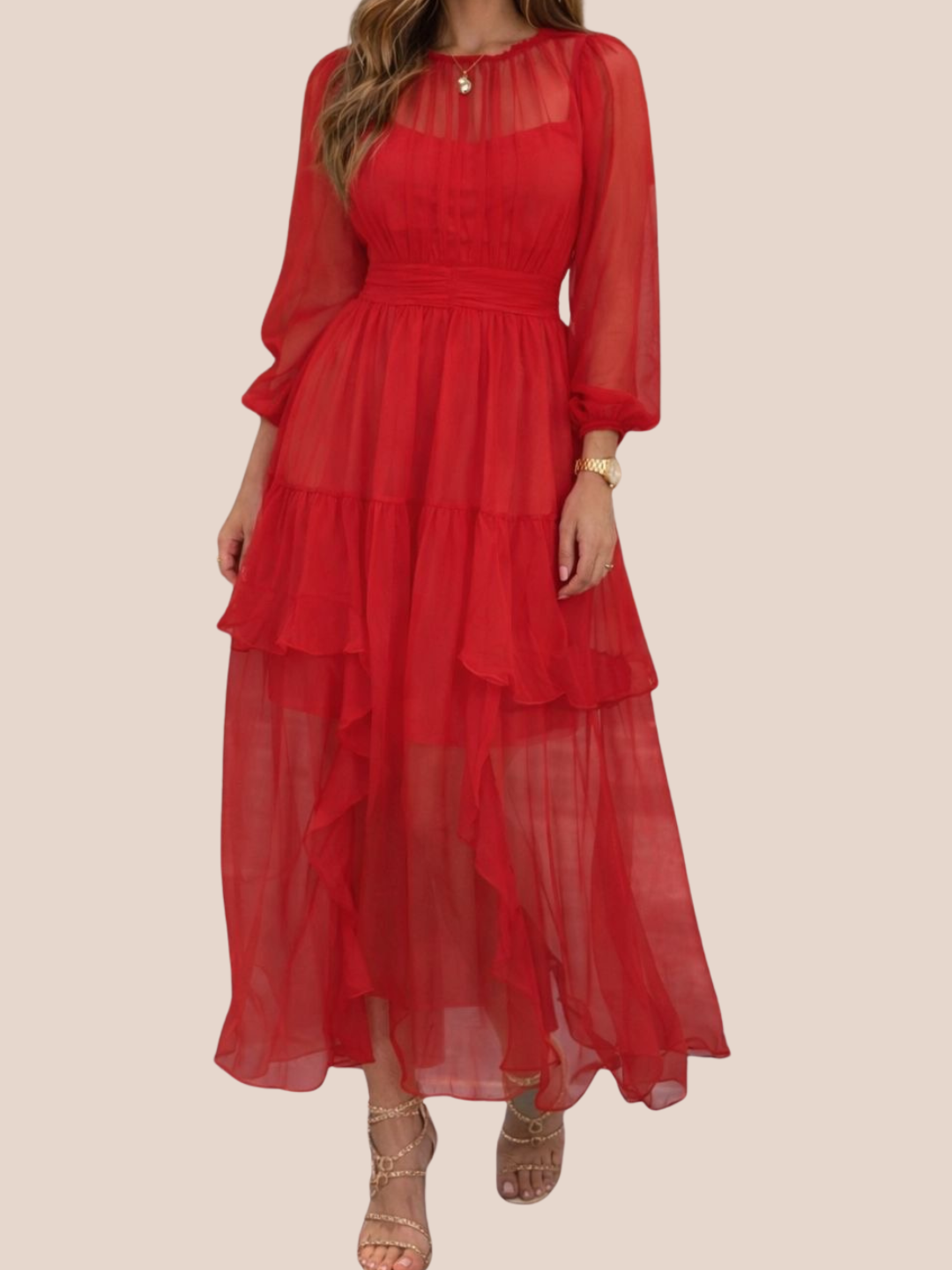 Sheer Red Tomato Maxi Dress