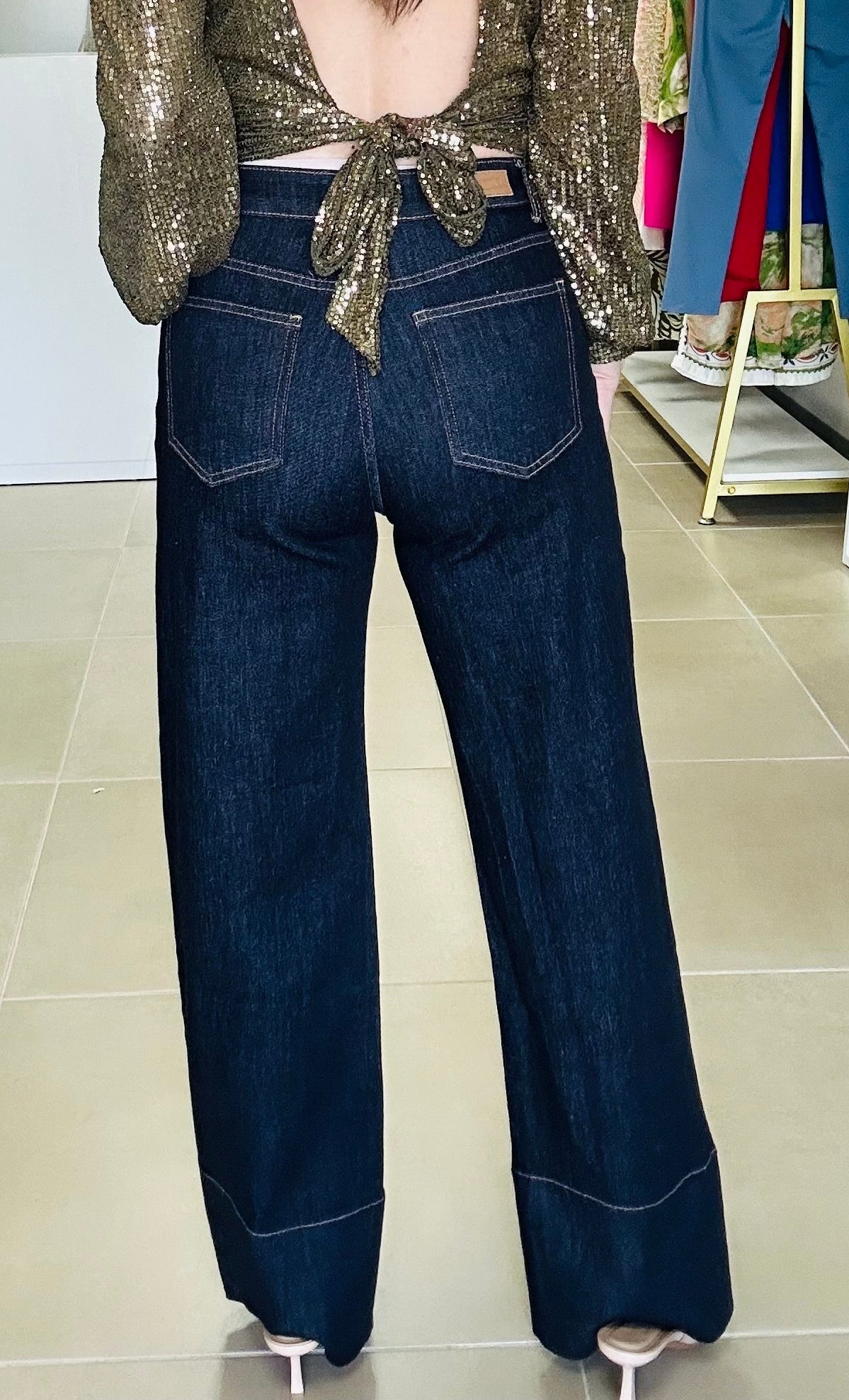 Dark Blue Wide Leg Jeans