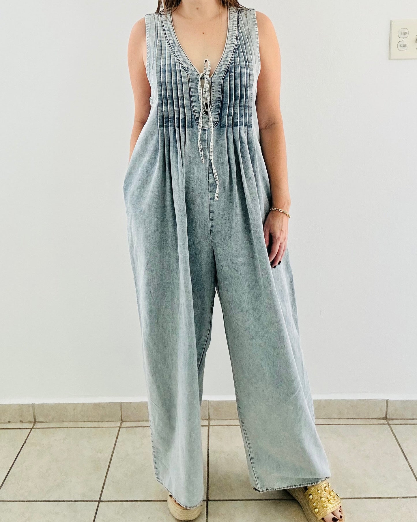 Cloud Wash Denim Jumpsuit
