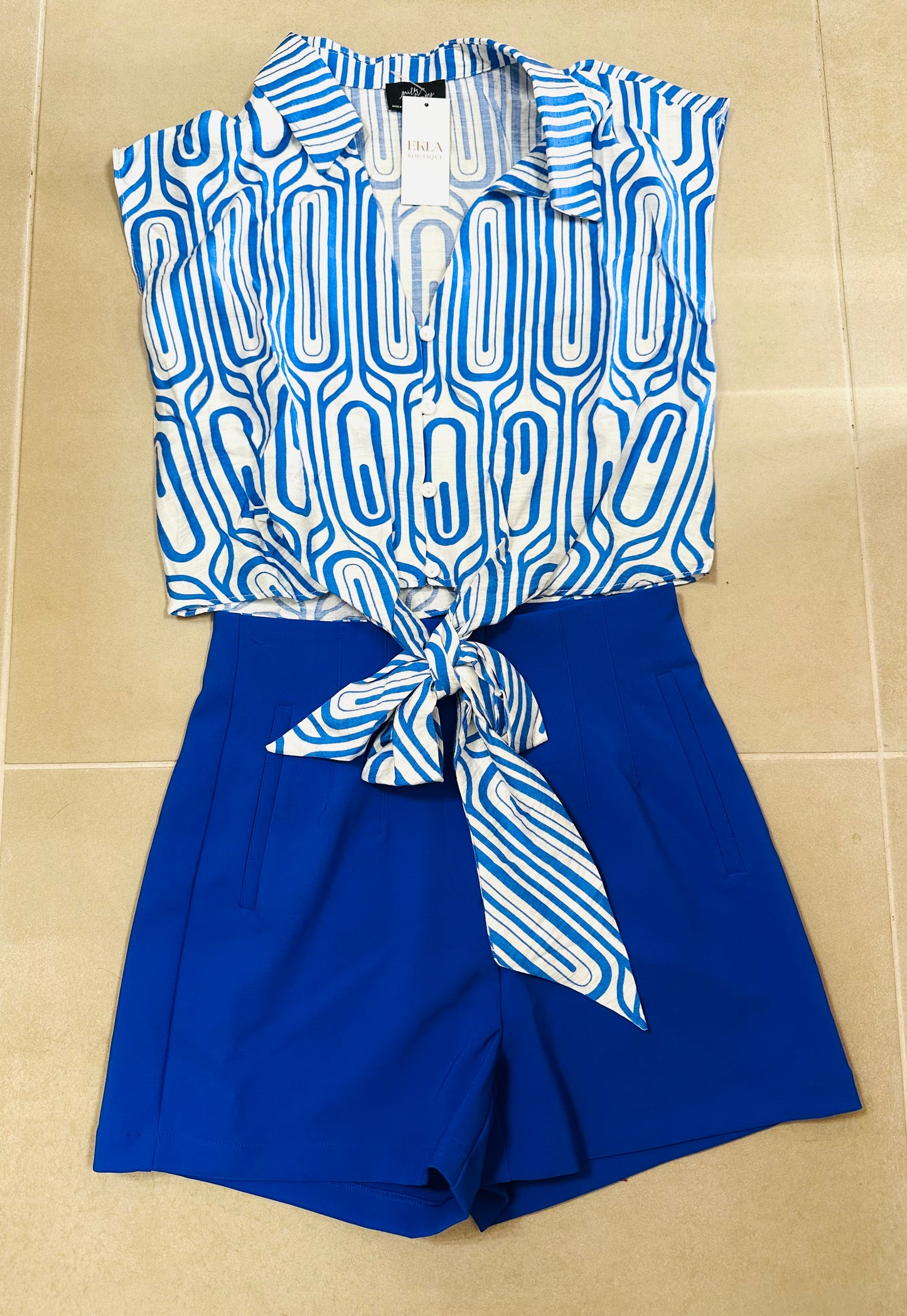 Blue High Waist Short