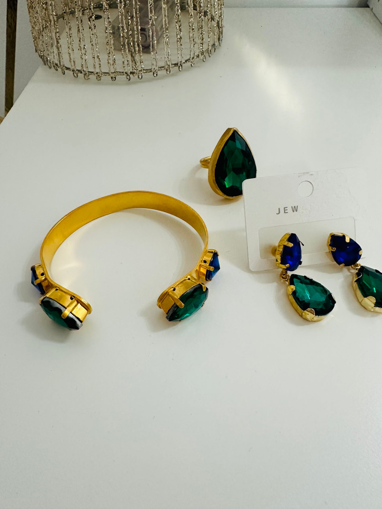Green Gold Plated Cuff + Earring