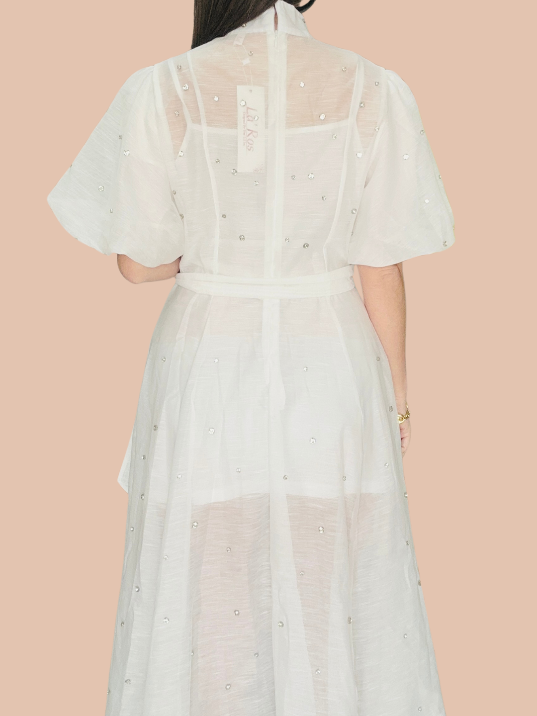 White Rhinestone midi Dress