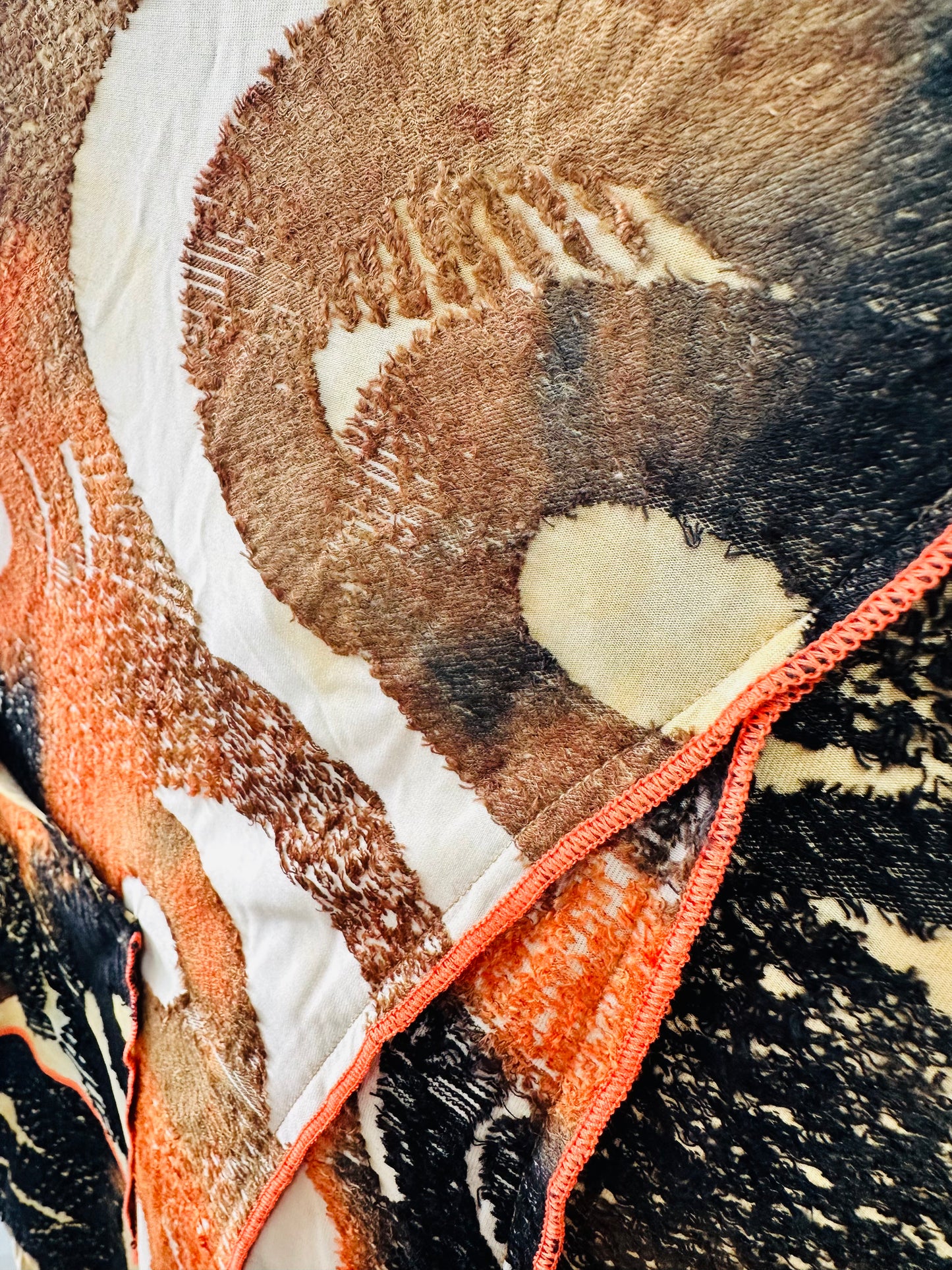 Orange Print Asymmetric Long Sleeve Blouse