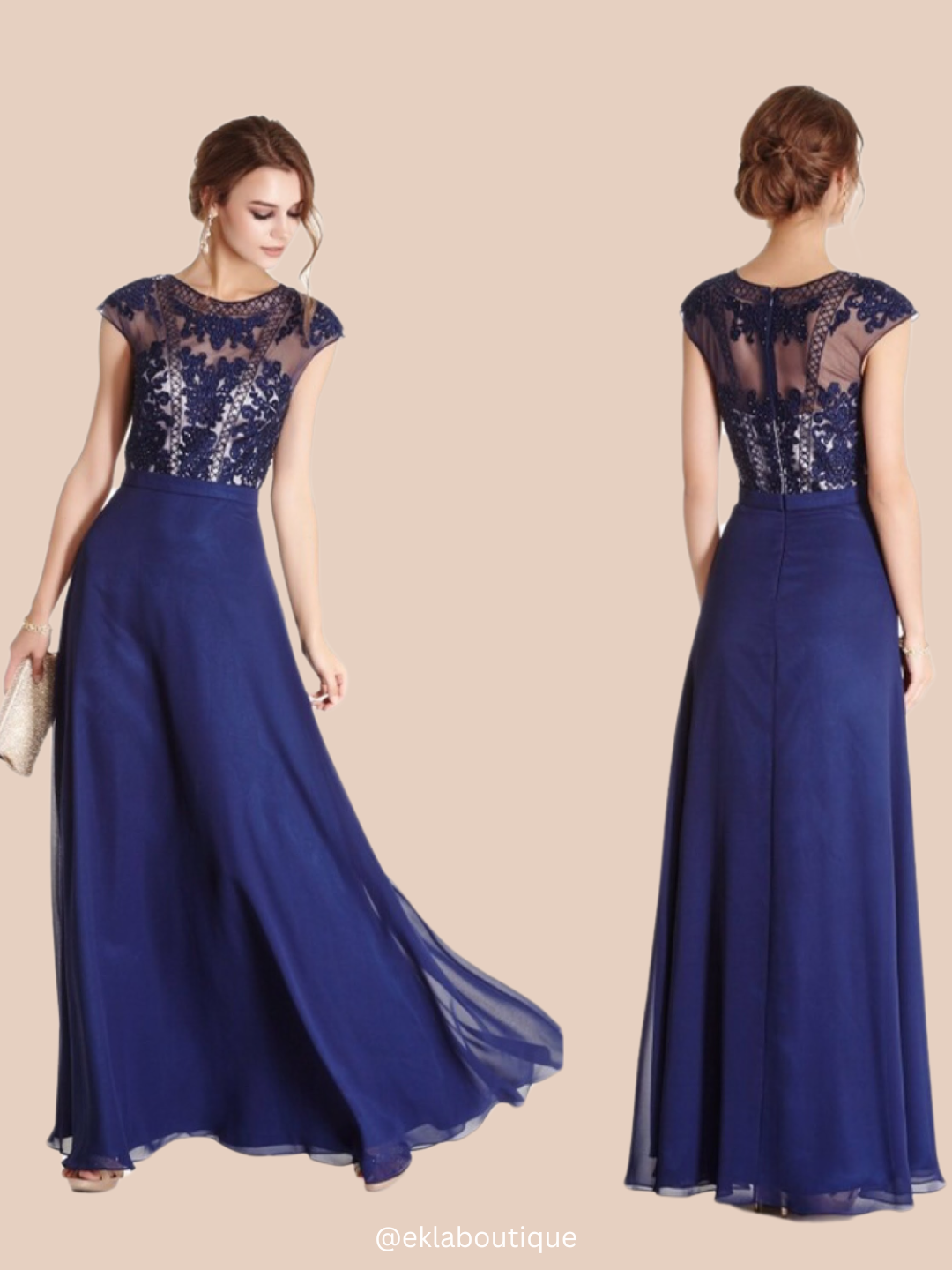 Navy / Lace Formal Dress