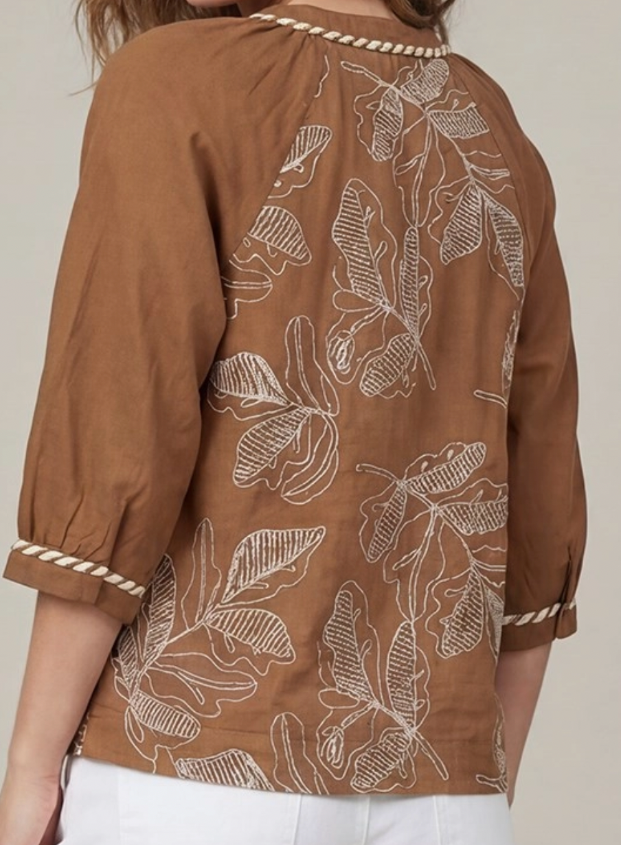 The Savannah Leaf Brown Blouse