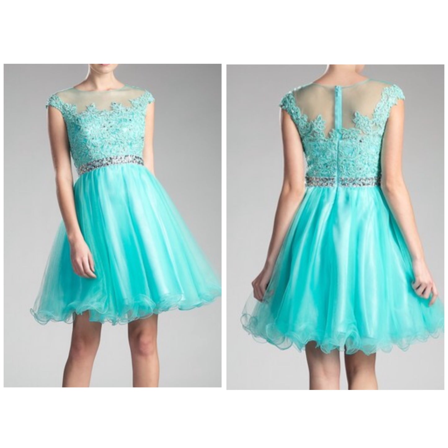 MINT FANCY SHORT PROM DRESS