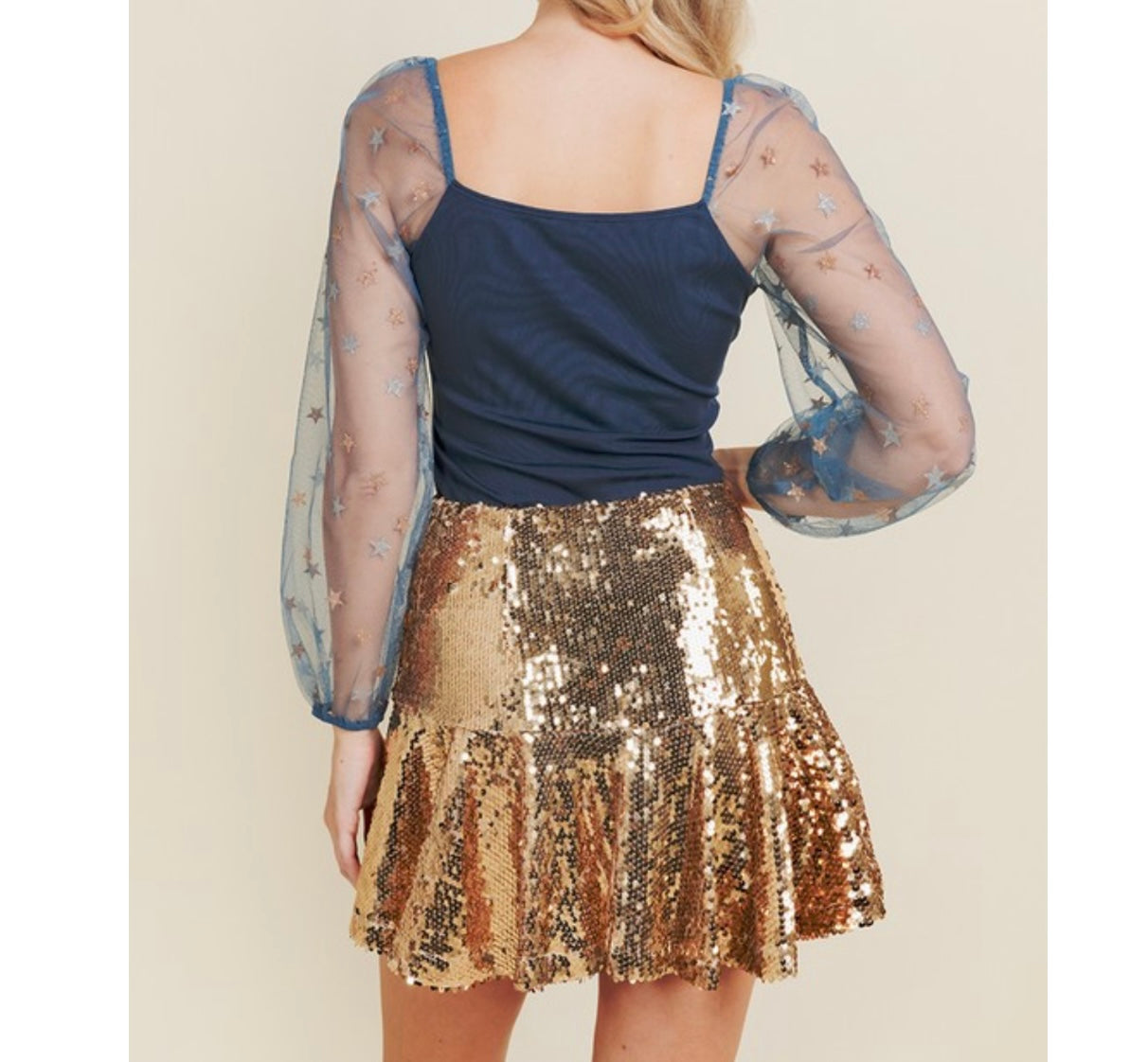 Gold Sequin Mini Skirt