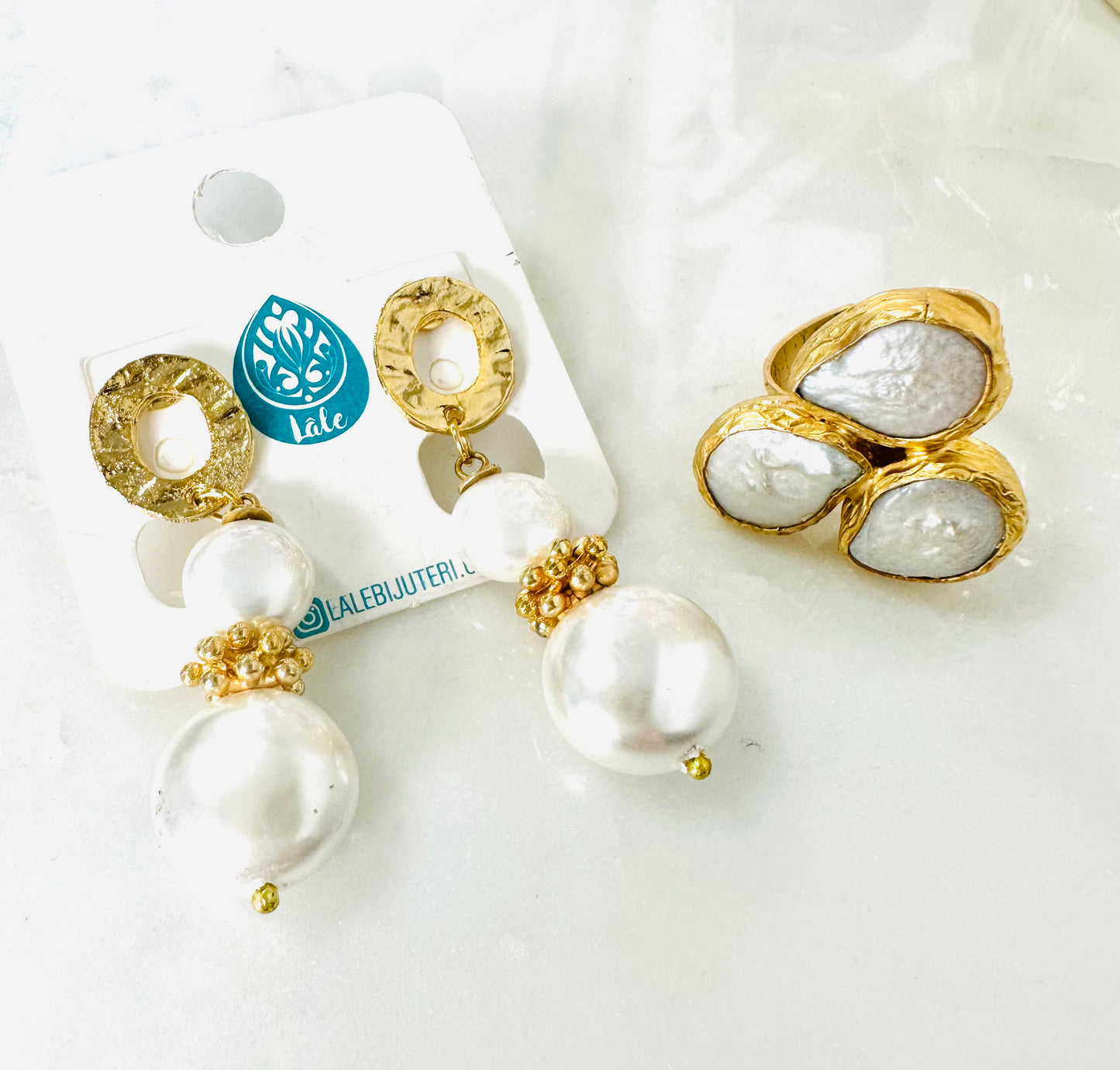Pearls Earrings + Ring