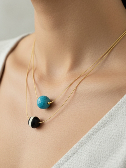 Metallic Gold Cord/ Ball Necklace