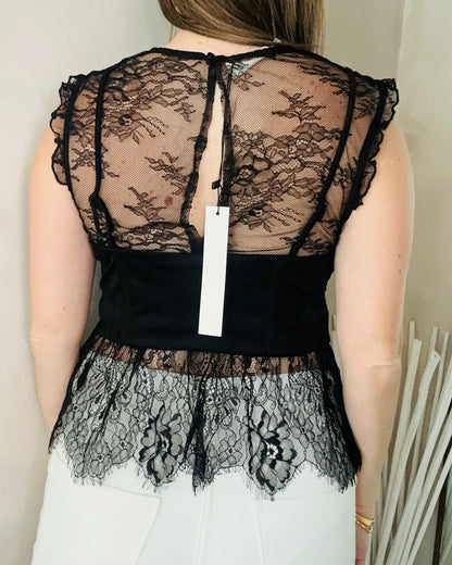 Black Lace Sheer Top