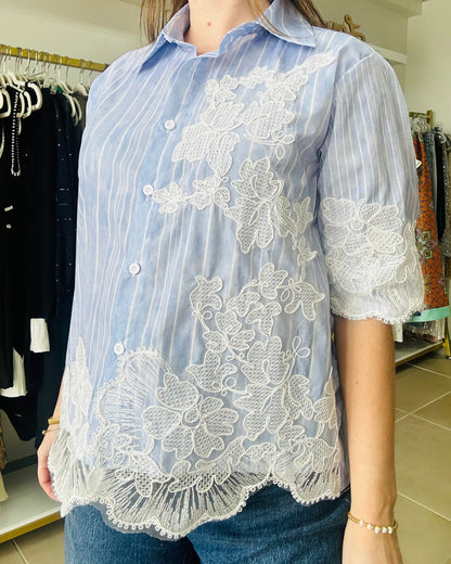 Stripes Button down Blue Top
