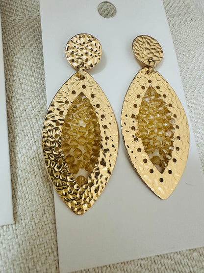 Beaded  Leaf Earrings
