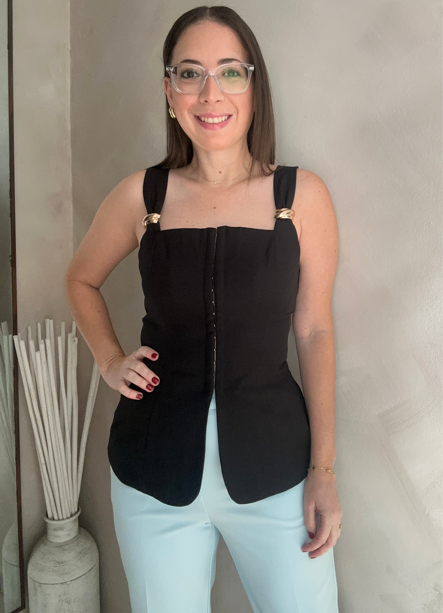 Black Corset Top / Gold Details