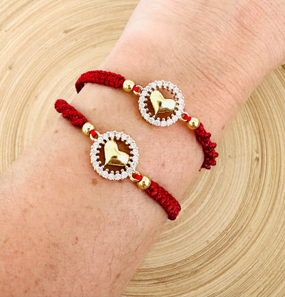 Heart Pendant- Red Cord Bracelet