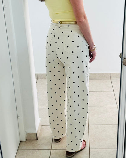 High waisted Polka Dots Barrel Jeans