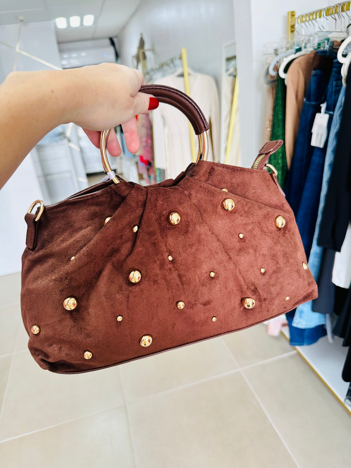 Brown Suede Handbag
