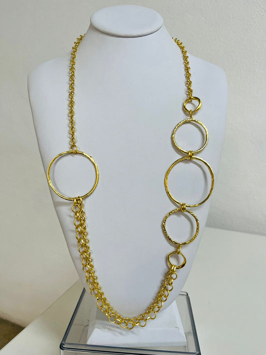 Gold Plated- Circles Long Necklace
