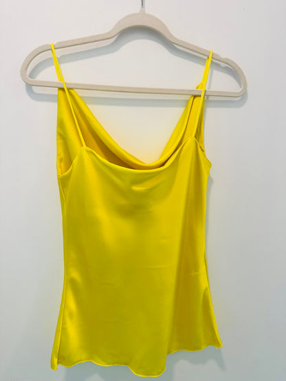 Yellow Satin Cowl Neck Top