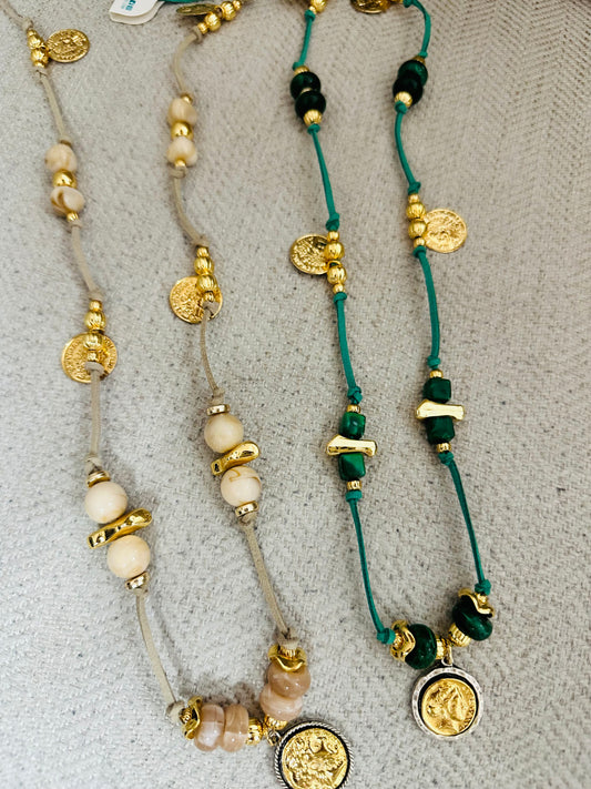 Charms/ cord Long Necklace