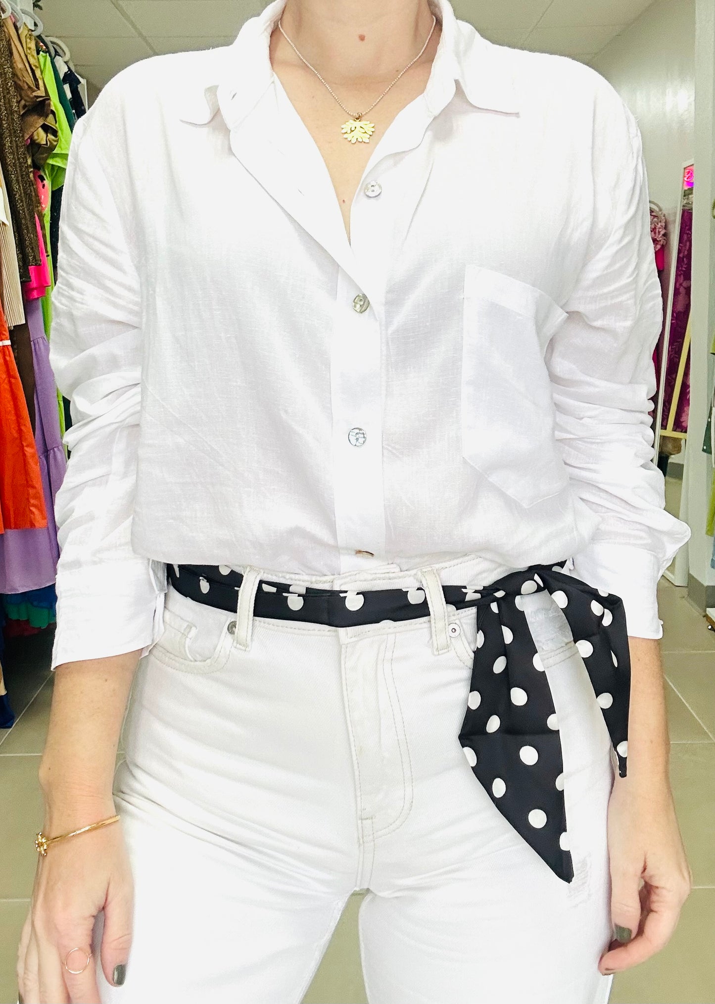 Black White Polka Dots Hair/ Neck Tie