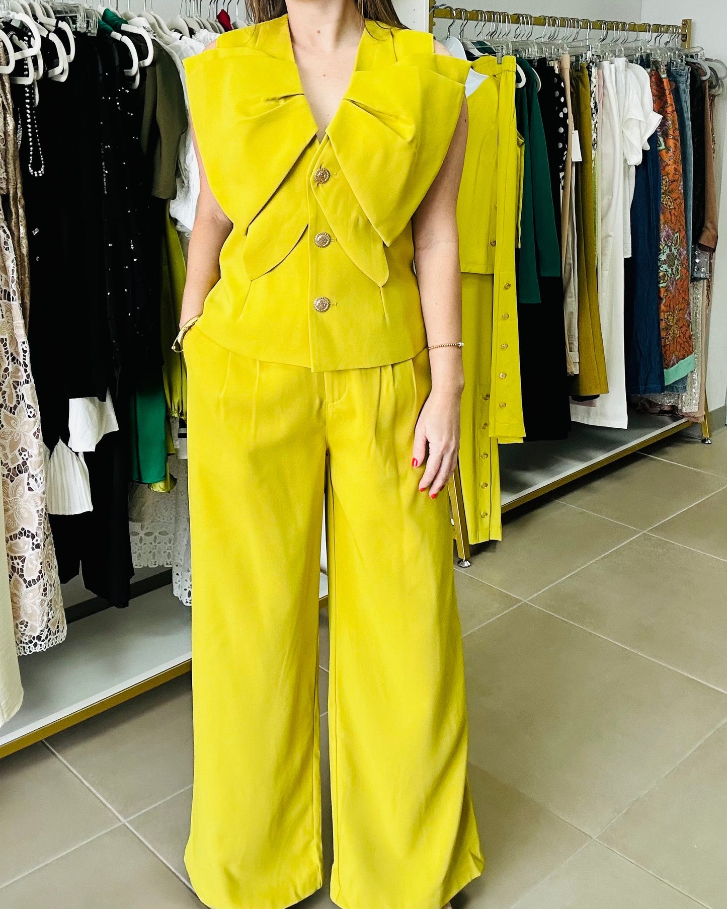 Lime  Gold Buttons Set  by Gracia