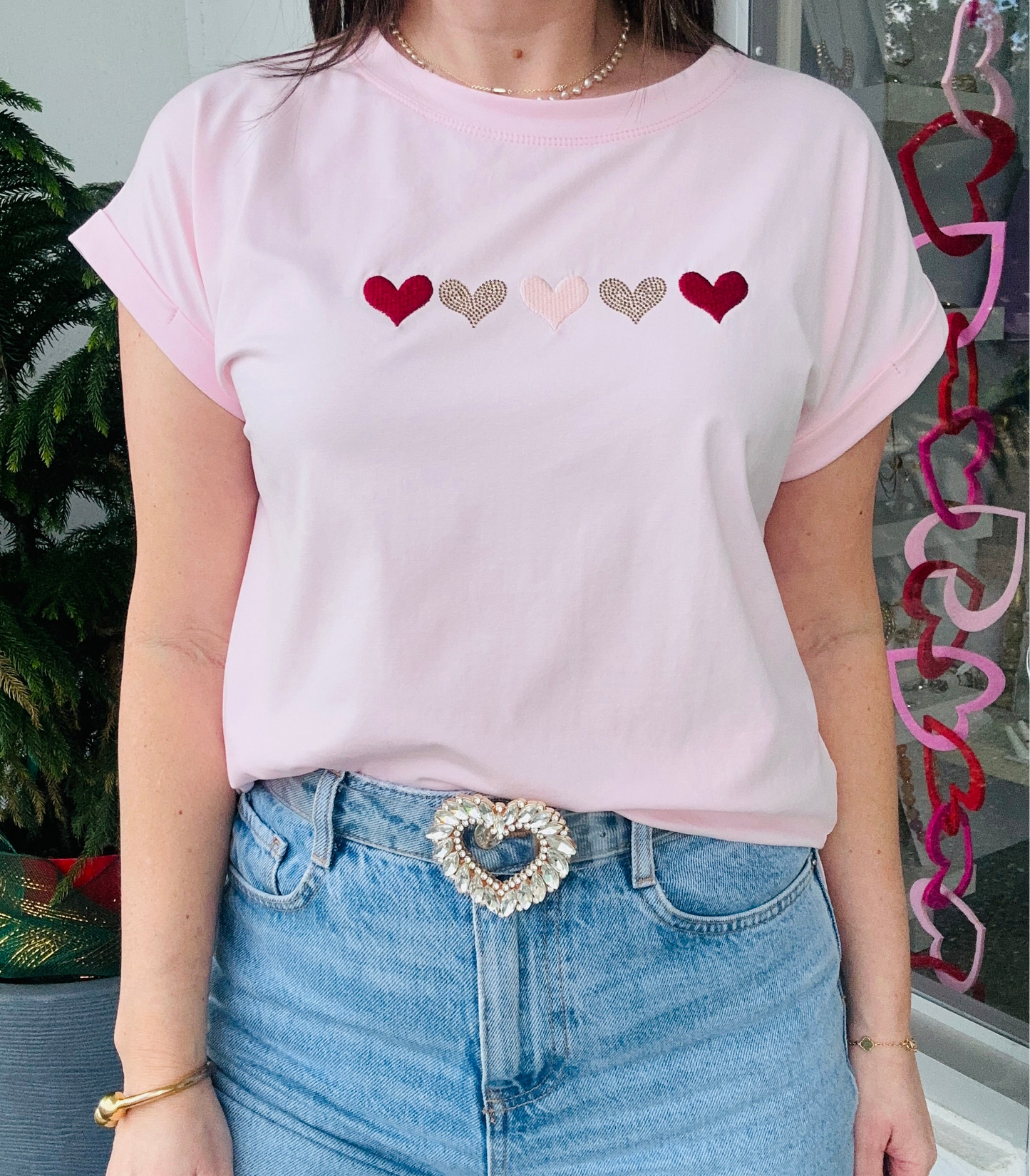 Rhinestone Heart Shape Clear Belt