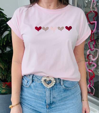 Rhinestone Heart Shape Clear Belt