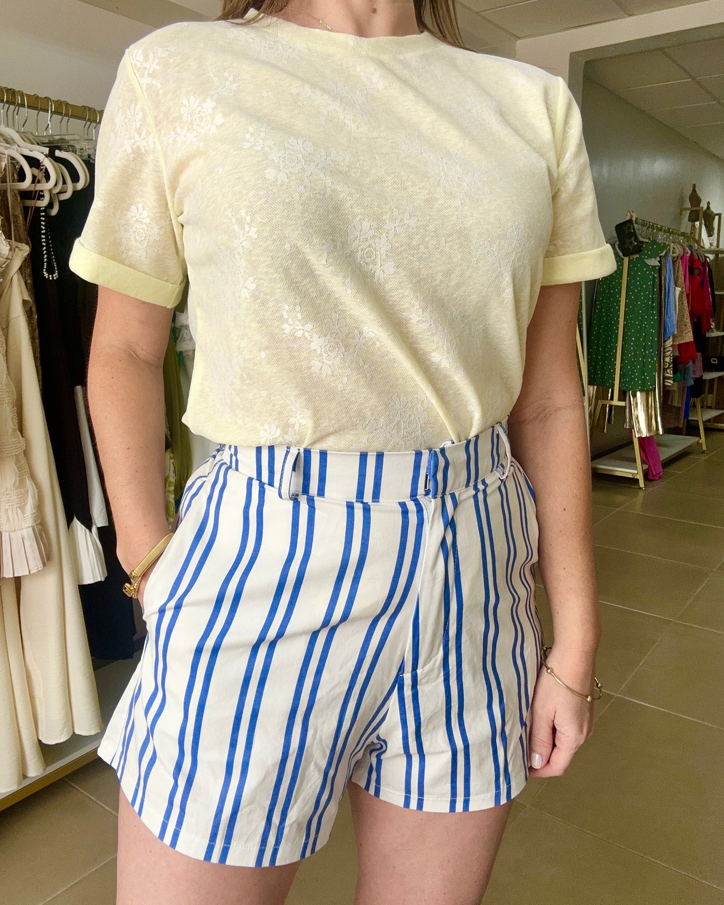 Yellow Lace Print Shirt
