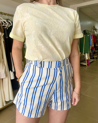 Yellow Lace Print Shirt